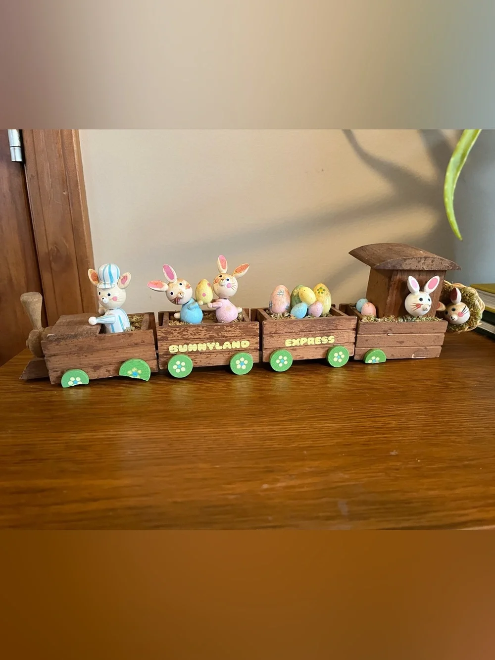 Vintage Wooden Easter Bunny Train